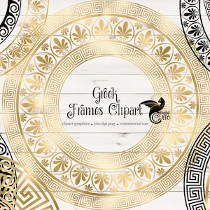 Clipart de cadres grecs, fleuri or cadre clip art graphiques Téléchargement instantané utilisation commerciale