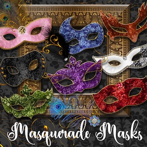 Maskerade Masken Clipart, Karneval Maske ClipArt, Karneval Grafik, venezianische Maske, Kostüm Party digitaler sofortiger Download kommerzielle Nutzung