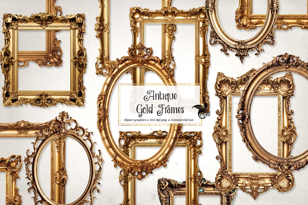 Antique Gold Frames Clipart Rococo and Baroque Vintage Clip Art