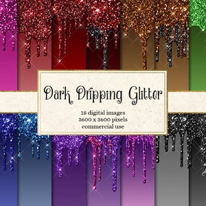 Papel digital com glitter escorrendo, fundos glamourosos e sombrios (download digital)