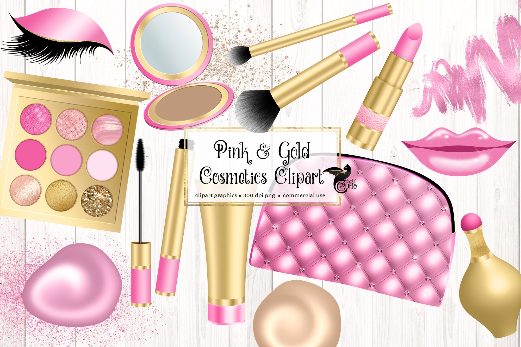 kollision Konsekvent Sig til side Pink and Gold Cosmetics Clip Art Digital Makeup and Beauty - Etsy Israel