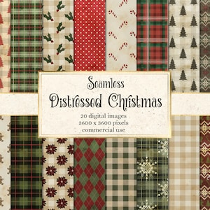 Papel digital de Natal angustiado - padrões de férias perfeitos para impressão em papel de álbum de recortes, download instantâneo para uso comercial
