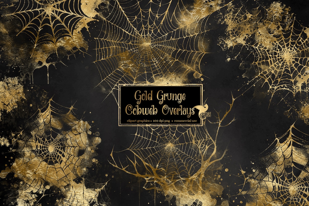 ゴールドグランジクモの巣オーバーレイ、ハロウィーンクモの巣クリップ