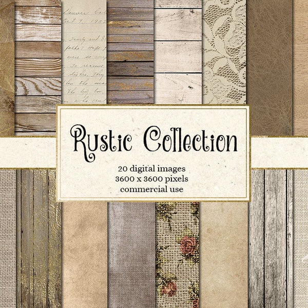 Rustic Digital Paper, rustic wood backgrounds, burlap and lace, rustic shabby wedding backgrounds, photo backdrops, rustic textures