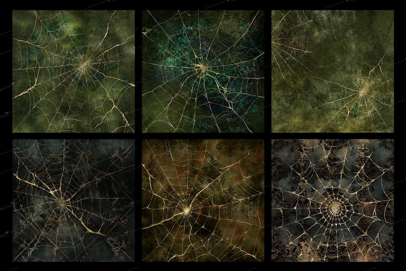 Gothic Gold Spider Web Digital Paper, Halloween Textures (digital ...