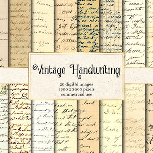 Vintage Handschrift digitales Papier, alte Buchstaben, alte Handschrift, antikes Skript Papier Ephemera, Korrespondenz, handgeschriebener sofortiger Download