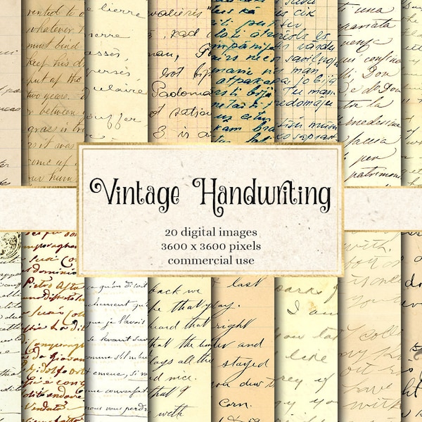 Vintage Handwriting Digital Paper, Old Letters, Old Handwriting, Antique Script Paper Ephemera, Correspondence, Handwritten Instant Download