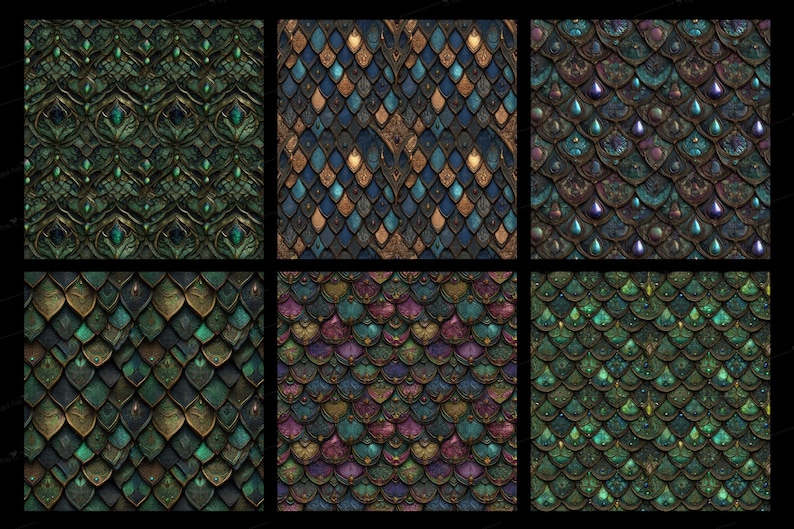 Dragon Patterns Rmor Dragon Armor Digital Paper, Seamless Serpent Scale Patterns (digital ...