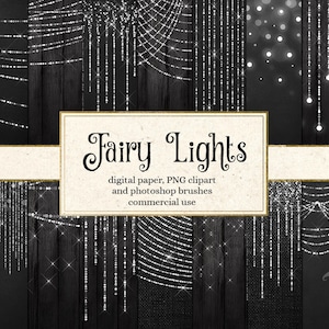 Ljusslingor Clipart, Bokeh Fotografi Överlägg (Digitalt Papper, Photoshop Penslar)