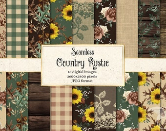 Papel digital rústico otoñal: patrones sin costuras (descarga digital)