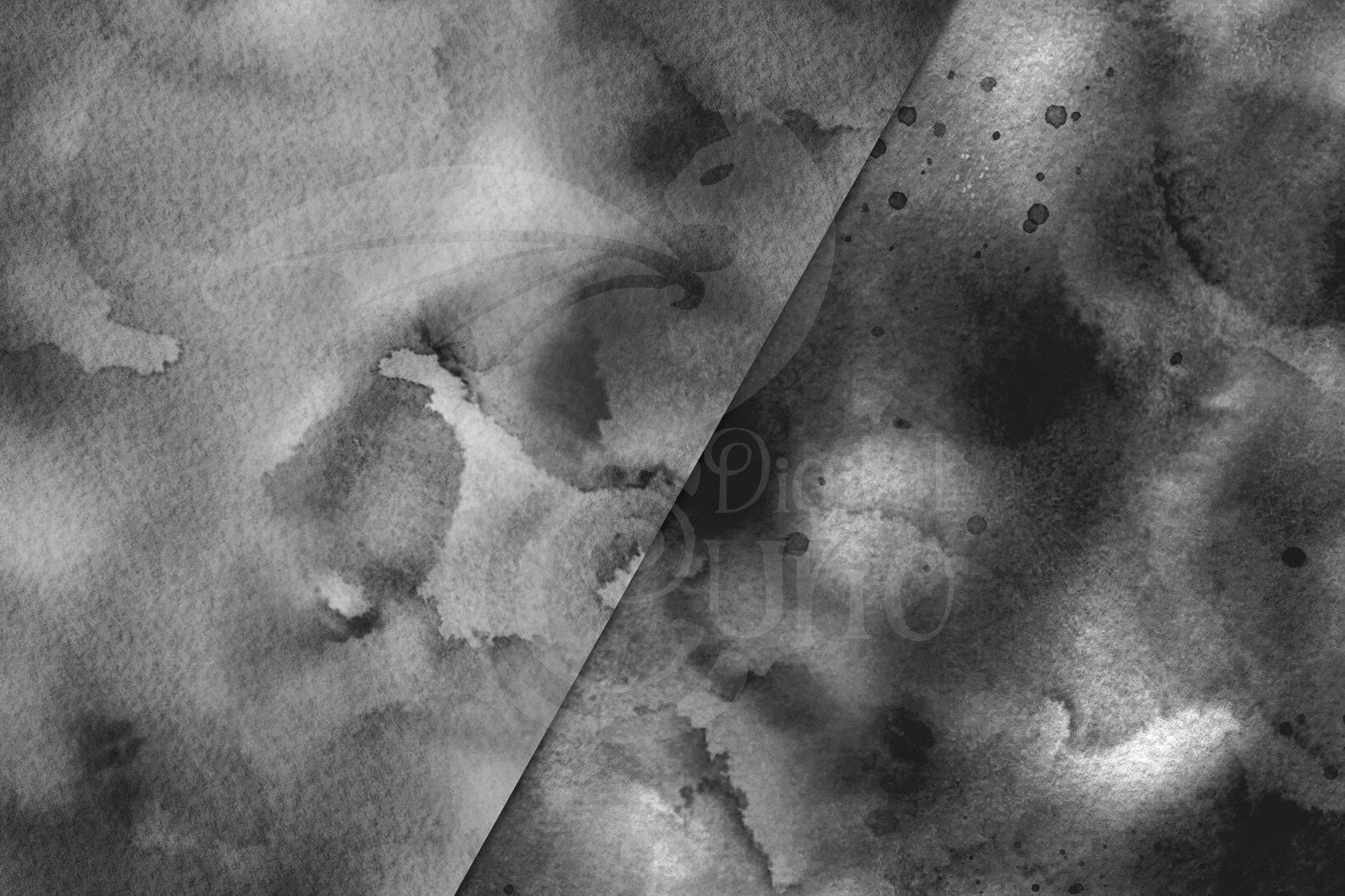 Black Watercolor Digital Paper Seamless Watercolor Textures Etsy