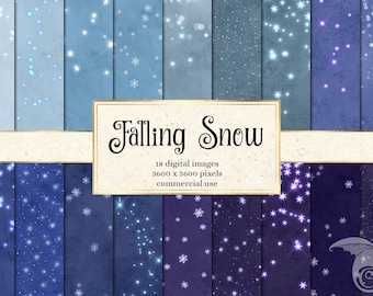 Falling Snow Digitales Papier – Winter Schneeflocke Texturen (Kommerzielle Nutzung)