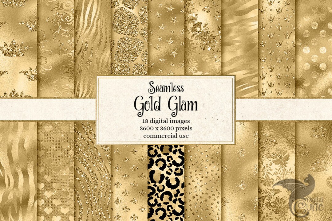 Gold Glitter Digital Paper – Glam Textures Scrapbook Backgrounds ...