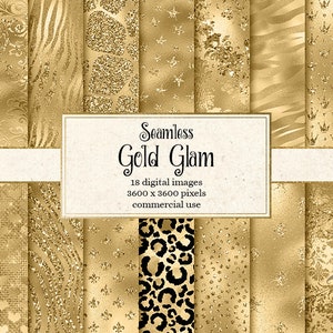 Gold Glam Digitales Papier - Goldfolie Glitzer Hintergründe, digitales Scrapbooking Papier, Mode Gold Glitzer, Texturen, kommerzielle Nutzung