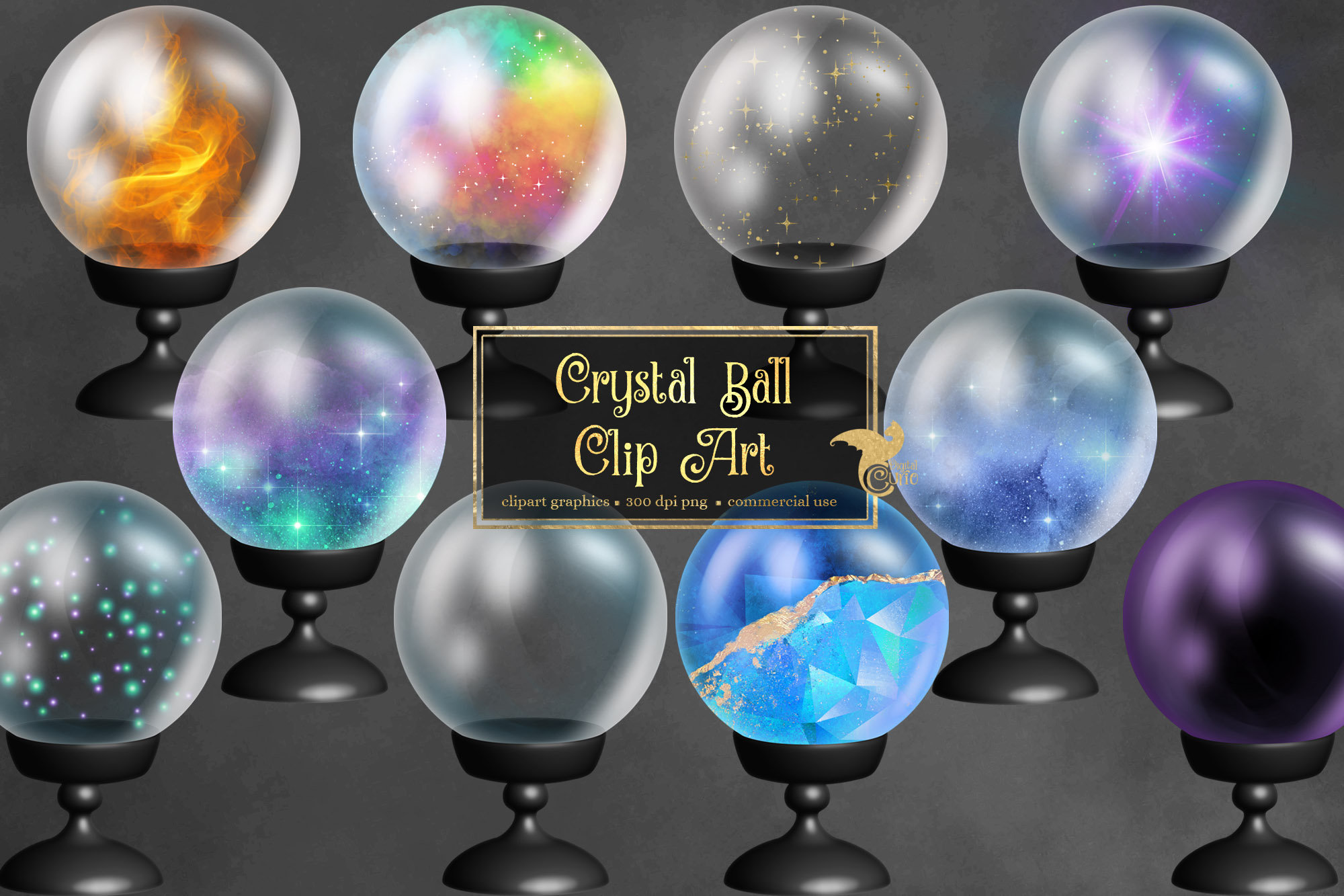 Crystal Ball Clipart magic witchcraft occult graphics in png | Etsy