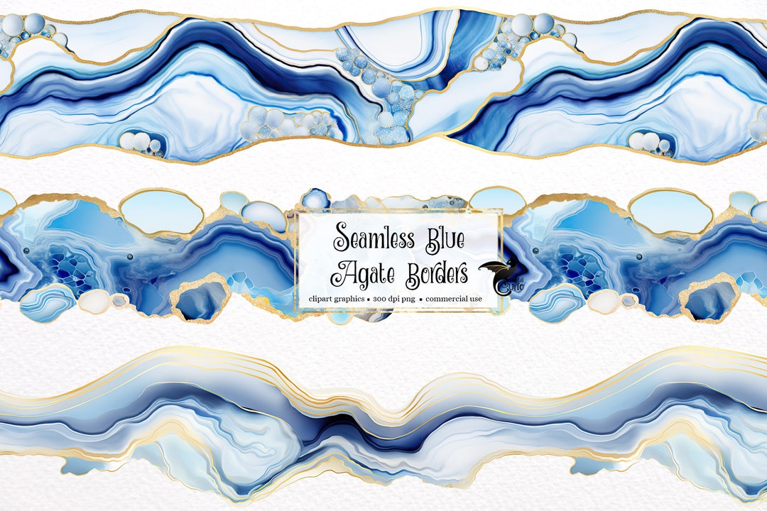 Seamless Blue Agate Borders - Agate Geode Clip Art in PNG Format ...