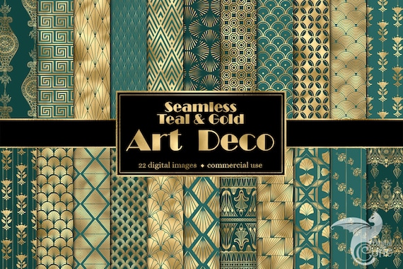 Art Deco Gold Foil Digital Paper, Seamless Retro Art Deco Patterns, Black  and Gold Patterns, Gold Geometric Elegant Glam Seamless Patterns -   Australia