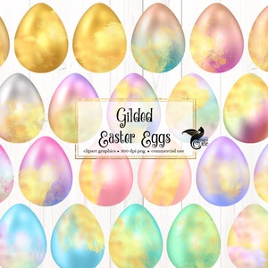 Vergoldete Ostereier Clipart, Pastell Regenbogen und goldene Eier sofort download für kommerzielle Nutzung