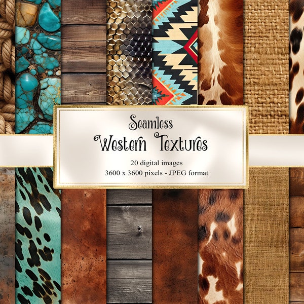 Western Textures Digital Paper, seamless cowboy textures digital paper, wild west backgrounds, commercial use instant download