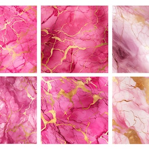 Carta digitale in marmo rosa e oro, texture in marmo senza cuciture con accenti in lamina d'oro, per uso commerciale immagine 3