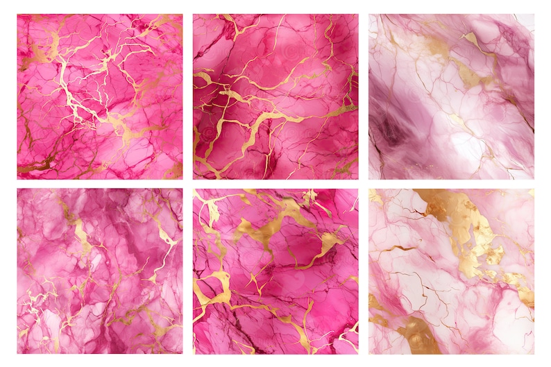 Carta digitale in marmo rosa e oro, texture in marmo senza cuciture con accenti in lamina d'oro, per uso commerciale immagine 3