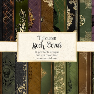 Halloween Book Covers, printable halloween digital paper in 5x7 and A4 format instant download for commercial use