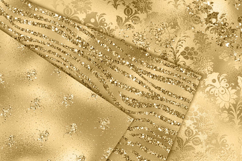 Gold Glitter Digital Paper – Glam Textures Scrapbook Backgrounds ...