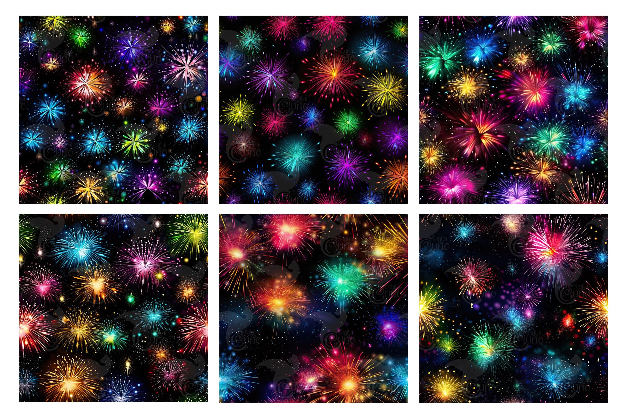 Rainbow Fireworks Digital Paper, Seamless Printable Textures Printable ...