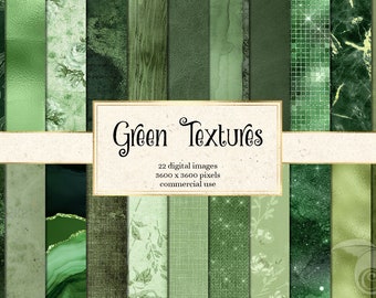 Green Textures Digital Paper, printable scrapbook paper instant download for commercial use