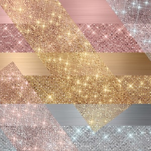 Shimmer Strips Clipart Rose Gold, Gold and Silver Diamond and Brushed Metal Borders, glitter glam sparkle png graphics and textures image 2