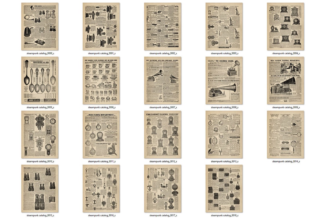 Steampunk Catalog Digital Paper 8.5x11 Printable Sheets With Etsy