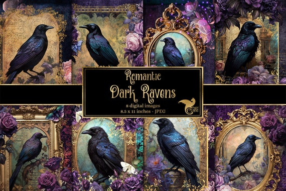 Raven Journal Paper, Rococo Fantasy Printable Pages (Digital Download)