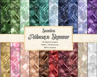 Arabesque Shimmer Digital Paper - seamless background patterns instant download for commercial use