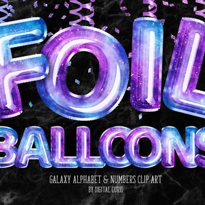 Galaxy Folienballon Alphabet Clip Art - irisierende digitale sofortigen Download Grafiken im PNG-Format für kommerzielle Nutzung Party-Designs