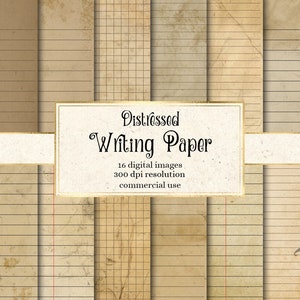 Distressed Writing Paper, notebook digitaal papier grunge junk journal pagina's afdrukbaar 8.5x11 inch A4 papier scrapbooking instant download