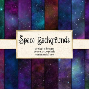 Space Achtergronden Digital Paper - galaxy texturen met sterrenhemels en nevel instant download voor commercieel gebruik