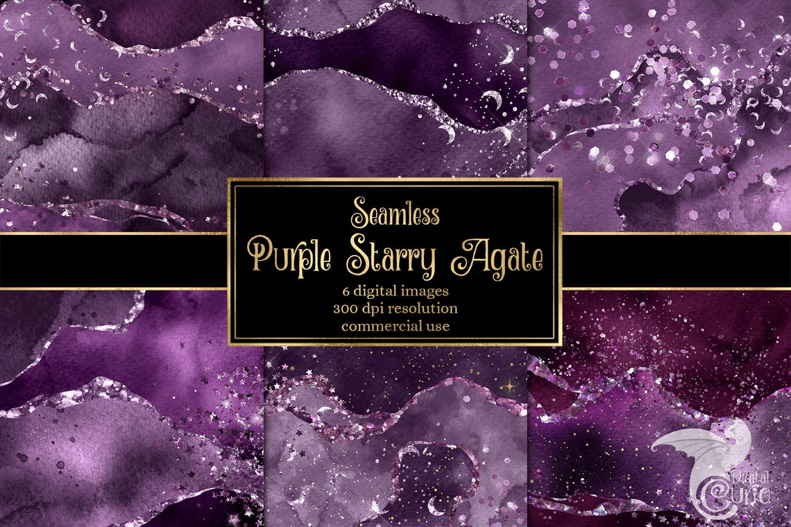 Download Purple Starry Glitter Agate Digital Paper seamless ...