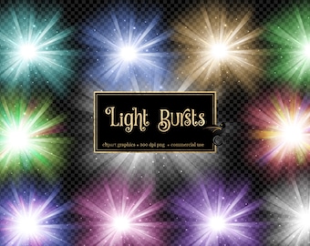 Light Bursts Clipart, digital overlays, sun burst png, star burst clip art, sparkling ray of light graphic, fireworks, divine light sunburst