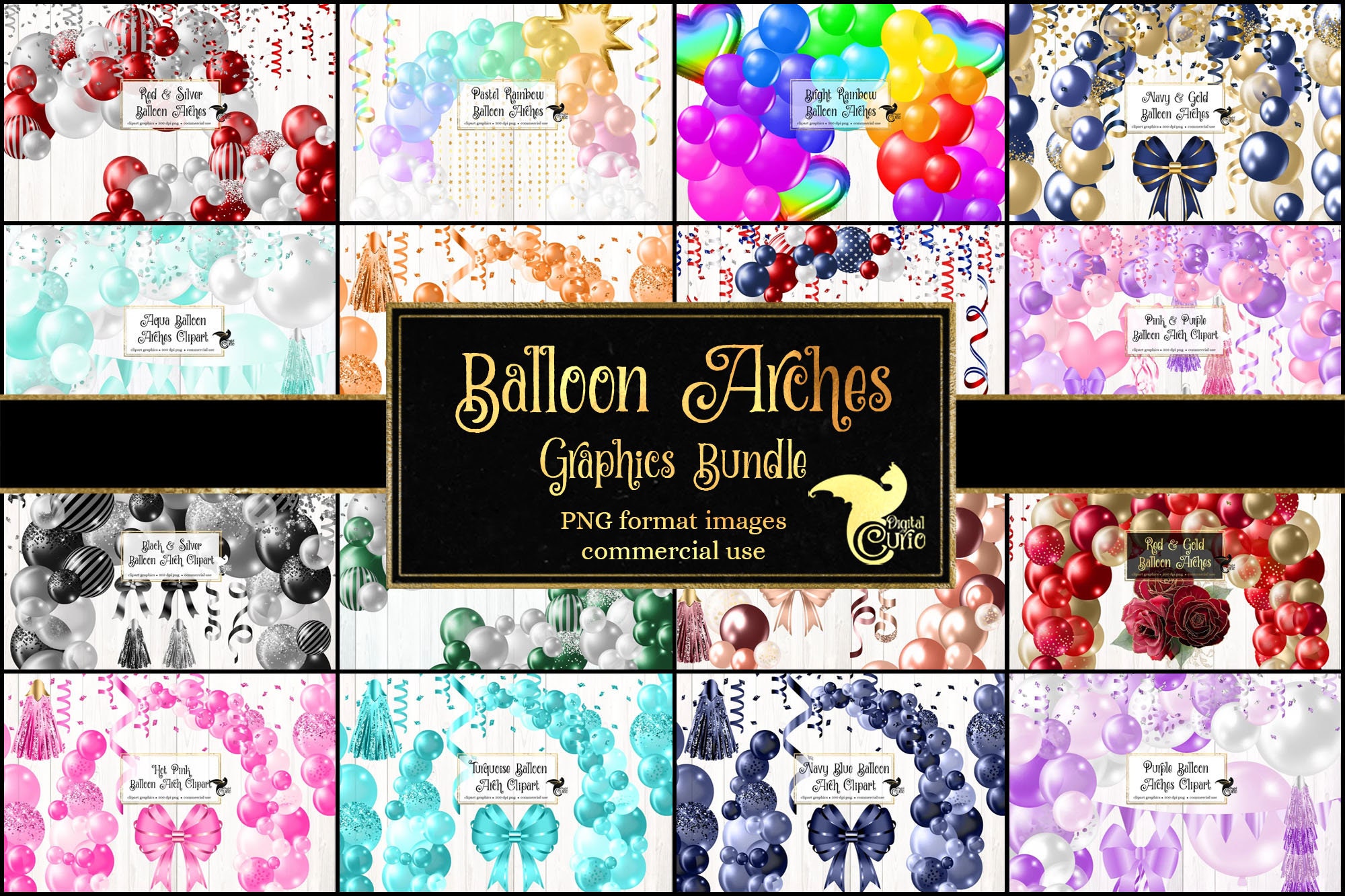Pastel Rainbow Balloons Clipart Graphic by Digital Curio