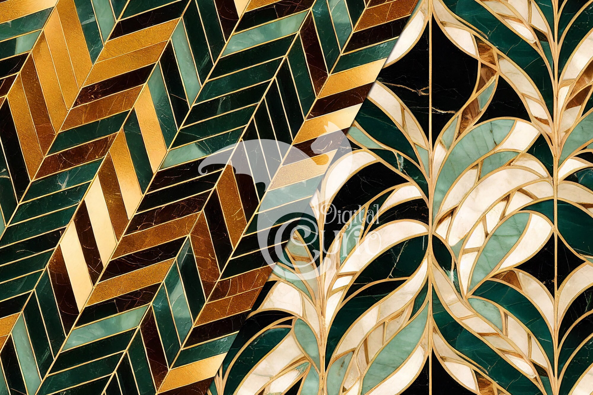 Retro Art Deco Marble Textures, Seamless Digital Paper (digital ...