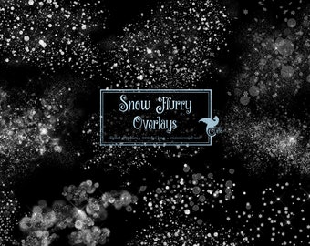 Snow Flurry Overlays – Winter Glitter PNG Files (Digital Download)