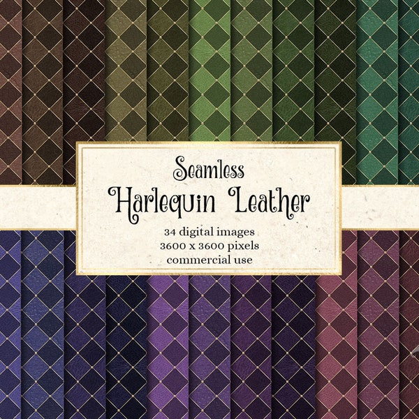 Harlequin Leather Digital Paper, seamless harlequin patterns gothic grunge textures printable scrapbook paper backgrounds