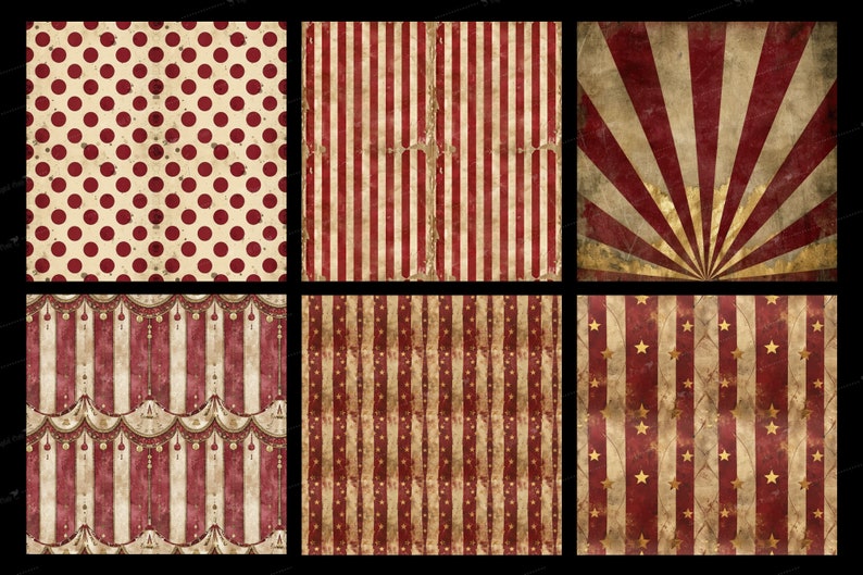 Vintage Circus Digital Paper, Victorian Grunge Textures (digital ...