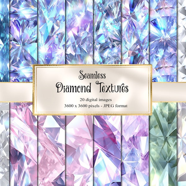 Seamless Diamond Textures - digital printable crystal diamond pattern backgrounds for instant download commercial use