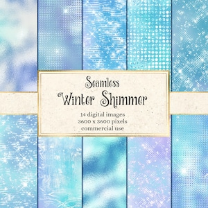 Winter Shimmer Digital Paper, seamless glam foil textures with glitter and sparkles instant download commercial use