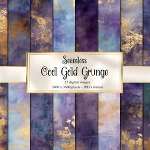 Cool Gold Grunge Digital Paper, seamless backgrounds with distressed vintage textures printable paper for commercial use