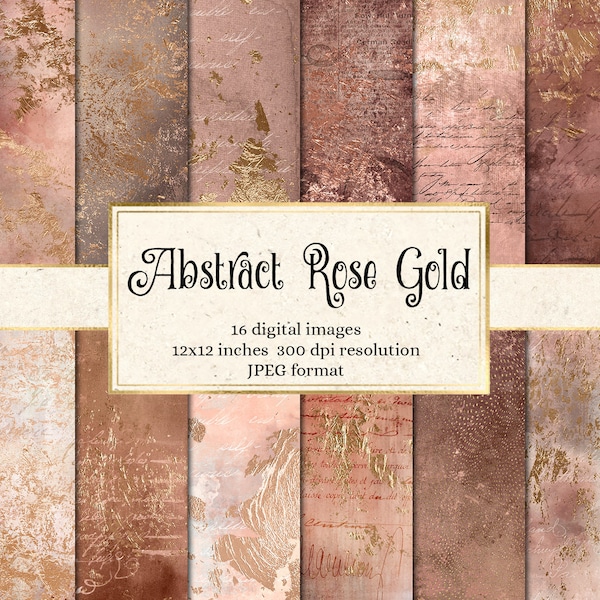 Abstract Rose Gold Textures, instant download vintage scrapbook digital paper, shabby old paper textures, decoupage printable backgrounds