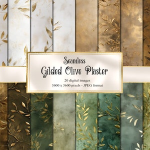 Papel Digital de yeso verde oliva dorado, papel digital de pared de fantasía rústica sin costuras fondos de tablones de madera de papel de álbum de recortes imprimible