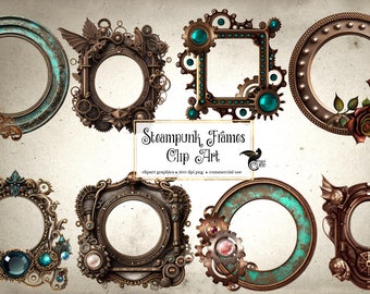 Steampunk Frames Clipart – Altered Art Graphics (Digital Download)