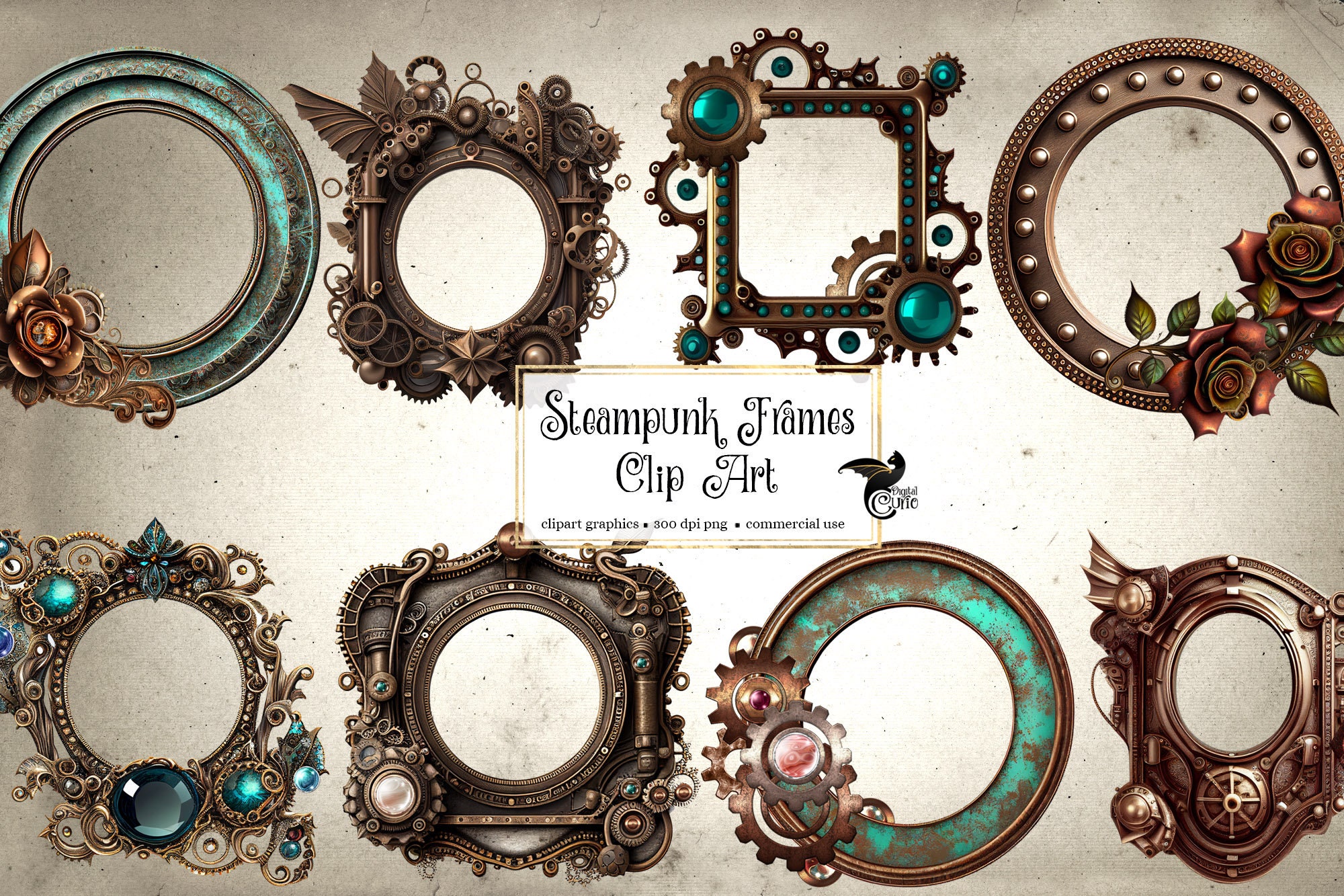 Steampunk Frames Clipart Clip Art Graphics and Collage - Etsy Australia